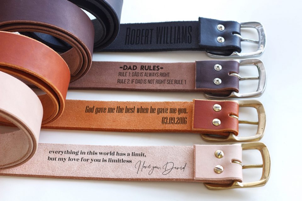 SOLID BRASS BUCKLE LEATHER BELTS PERSONALIZED